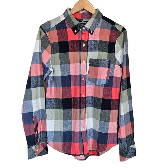 Chubbies Be Glad Wear Plaid Olive Green Flannel Button Shirt Men's Medium - Picture 1 of 9
